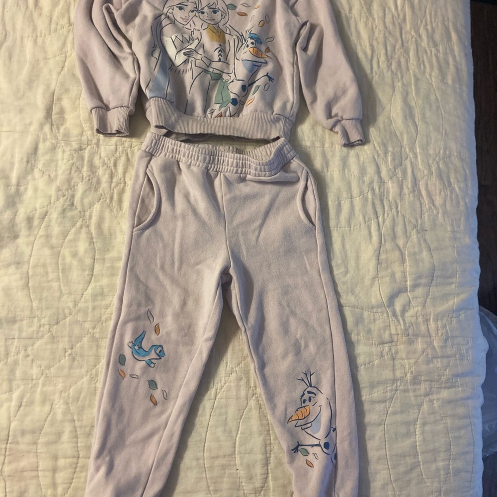 End of year sale! Girls Purple Disney Frozen Sweat Suit Set